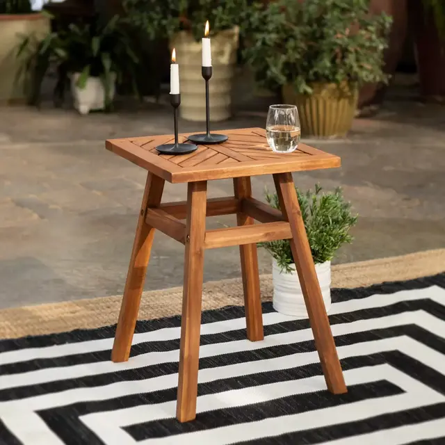 Forest Gate Olive Acacia Outdoor Side End Table in Brown