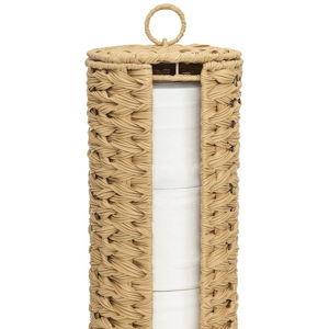 Natural Woven Bathroom Tissue Organizer Stand with Lid