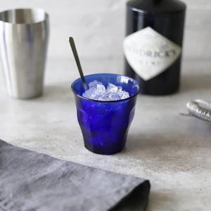 Duralex Made in France Picardie Glass Tumbler Drinking Glasses Set of 6, 10-3/8 oz Saphir/Sapphire Blue