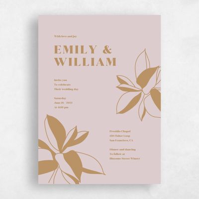 Mauve, Pink Wedding Invitation - Hernando Type