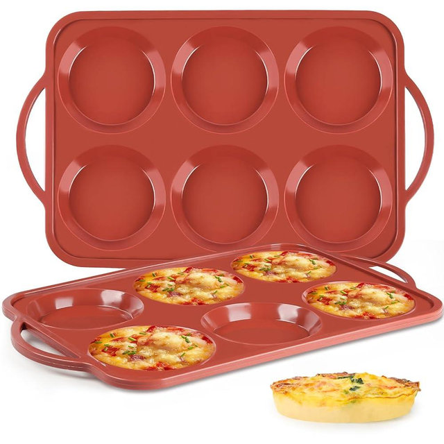 JOERSH 2 Pack 4 Inch Jumbo Silicone Muffin Top Pan with Metal Frame, Non Stick Silicone Egg Mold for Oven, Large Whoopie Pie Baking Pan for English Muffin, Breakfast Sandwich, Egg Bite, Hamburger Bun