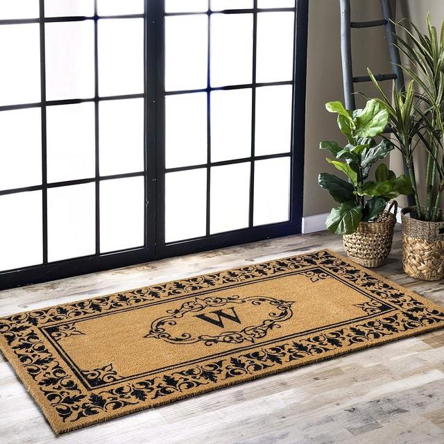nuLOOM Monogrammed Outdoor Welcome Door Mat, 3x4, Letter W