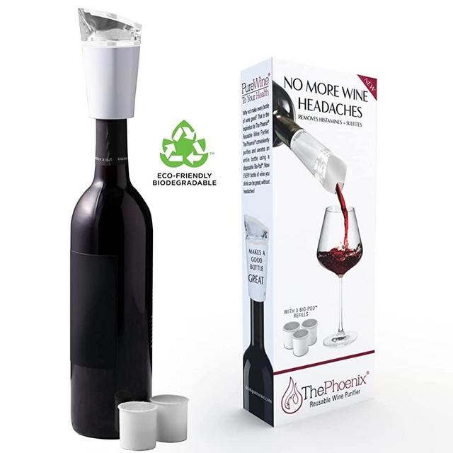 PureWine Phoenix Wine Purifier Removes Histamines & Sulfites, Reusable Wine Filter Aerates & Restores Taste to Relieve Allergies - Starter Kit