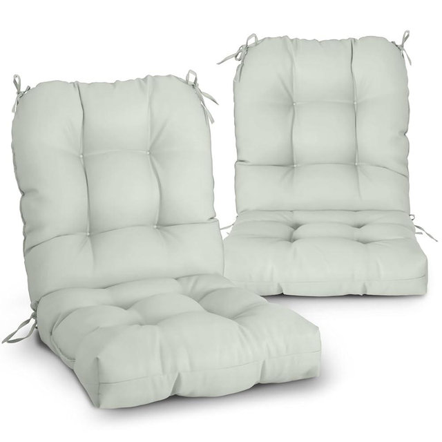 EAGLE PEAK Tufted Outdoor/Indoor Seat/Back Chair Cushions, 2 Pack, 42'' x 21'', Sage Green