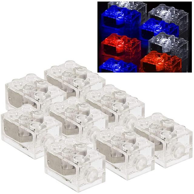 SCS Direct Light Up Building Bricks (2x3) with On/Off and Dim Ability (Set of 8) - Tight Fit with All Major Brands