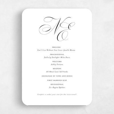 White Rounded Wedding Program - Thorn
