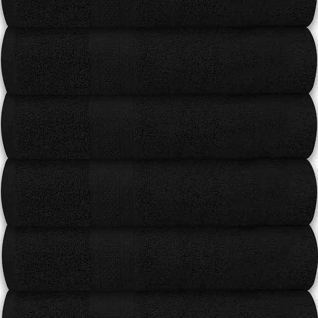 ASTILTEX Large Bath Towels Pack of 6 – 24" x 50", 100% Cotton Terry – Soft, Quick-Dry & Highly Absorbent – Black Towels for Bathroom, Spa, Shower, Pool & Daily Use