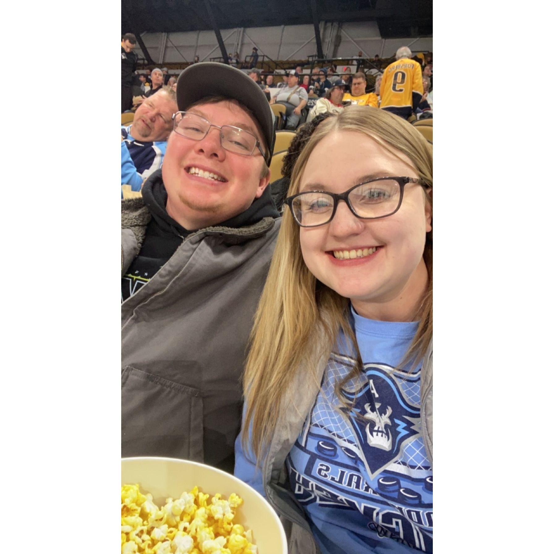 At our favorite sport to watch as a couple.. Admirals Hockey.