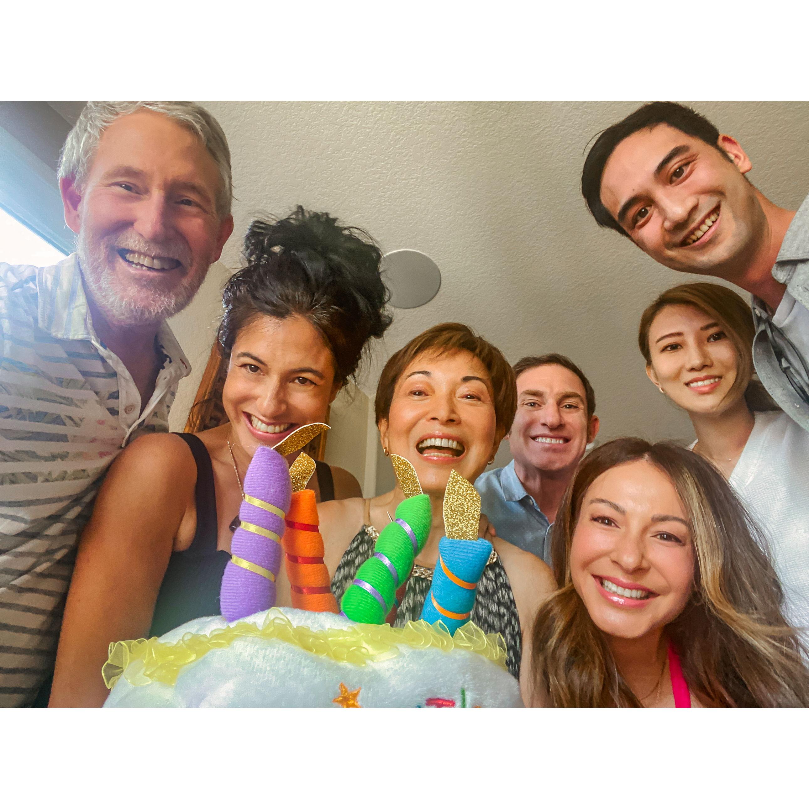 Together celebrating mom's birthday - July 30, 2022.