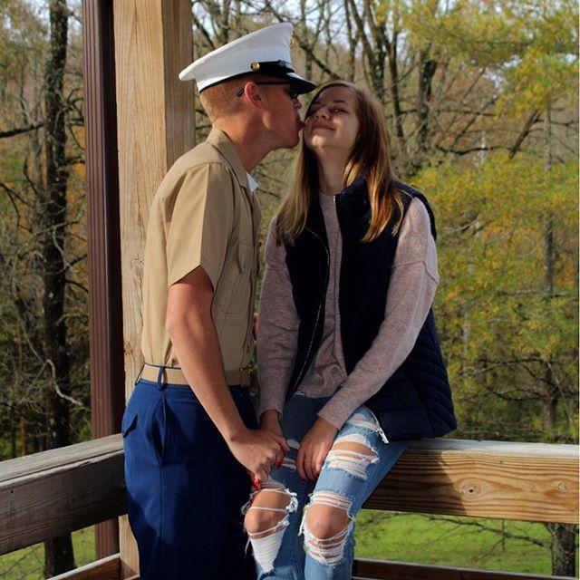 "A silly picture our friend Morgan took of us while on his boot leave"