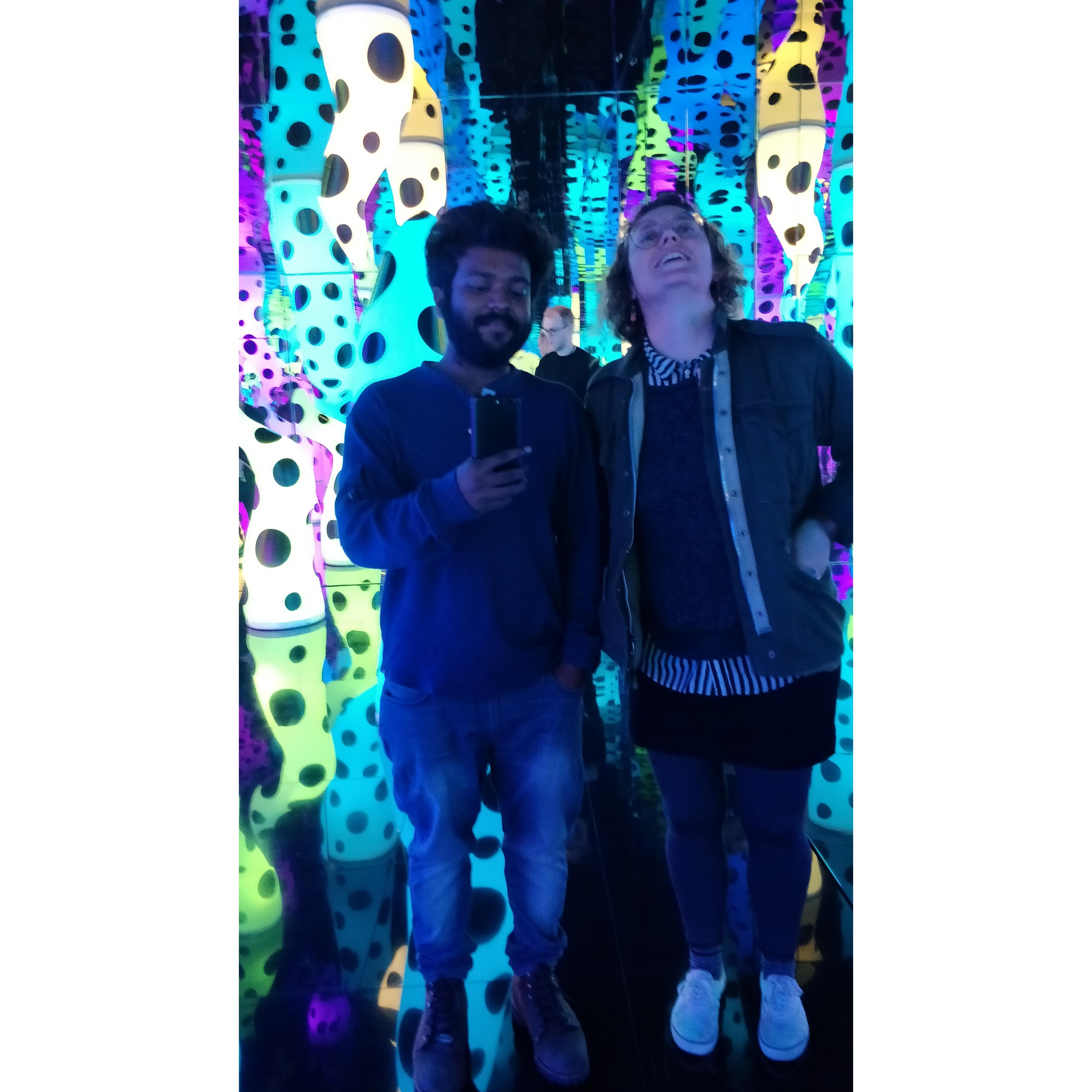 At the ICA Boston, inside Yayoi Kusama's "Love is Calling" installation.