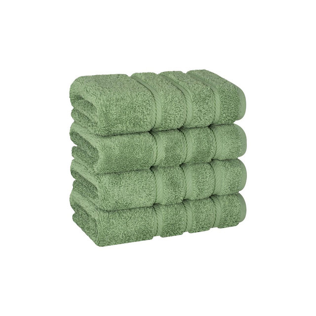 American Soft Linen 4 Pack Hand Towel Set, 100% Cotton, 16 inch by 28 inch, Hand Face Towels for Bathroom, Sage Green