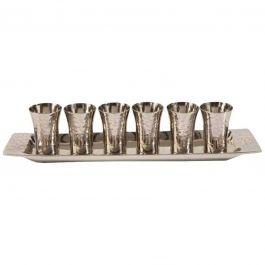 Hammered Kiddush Cups with Tray