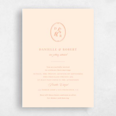 Buttercream, Orange Wedding Invitation - Jerome Portrait