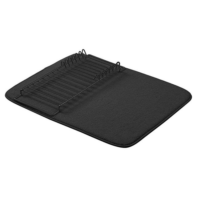 AmazonBasics Drying Rack and Mat - 16" x 18" - Black, 2-Pack