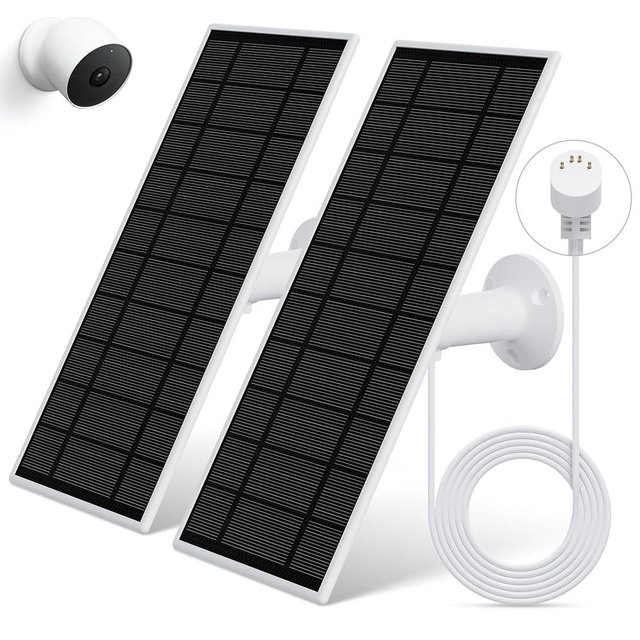 Loqdivr Solar Panel for Google Nest Camera, 2Pack Upgraded Solar Power Charger for Google Nest Cam Indoor & Outdoor(Battery Version), Flexible Solar Panels with IP65 Waterproof 13.1Ft Charging Cable