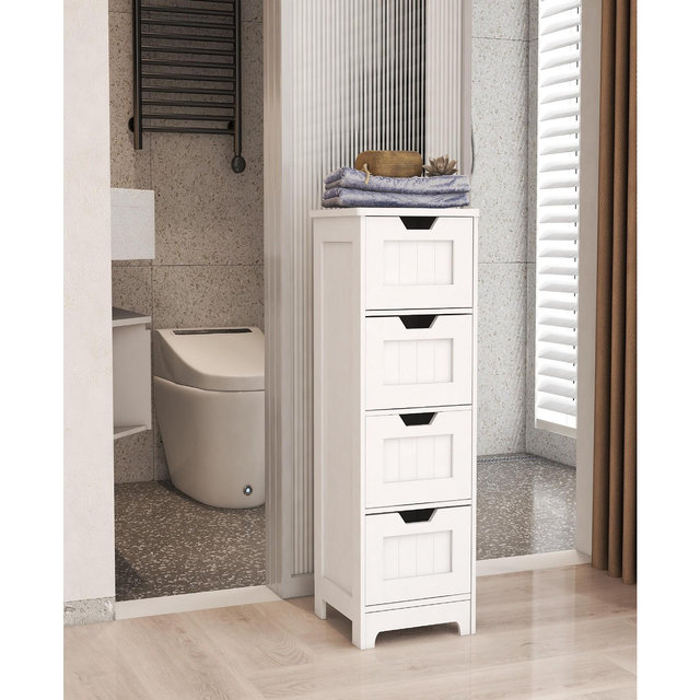 Streamdale Furniture White 4-Drawer Storage Cabinet for Bathroom, Living Room, Kitchen