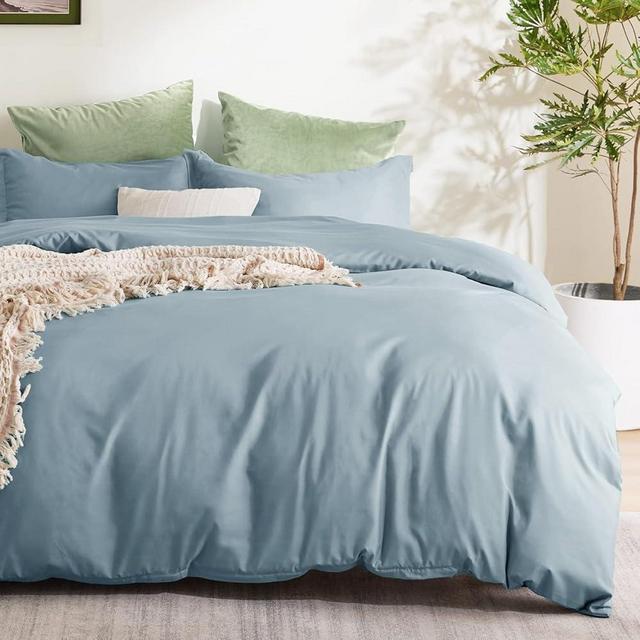 Bedsure Mineral Blue Duvet Cover Oversized Queen Size - Soft Double Brushed Duvet Cover for Kids with Zipper Closure, 3 Pieces, Includes 1 Duvet Cover (98"x98") & 2 Pillow Shams, NO Comforter