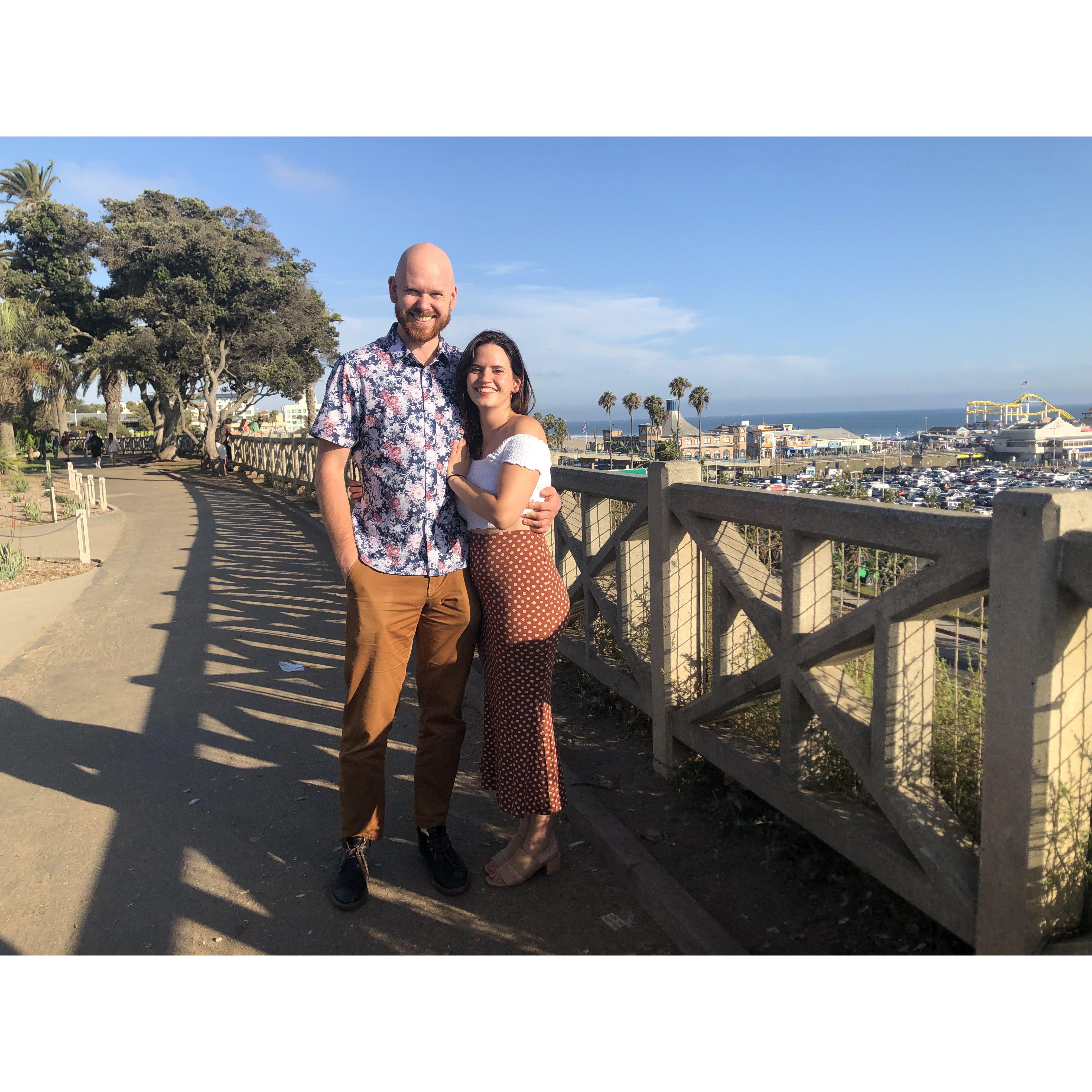 Walking together near the Santa Monica pier. Peer that ocean view!