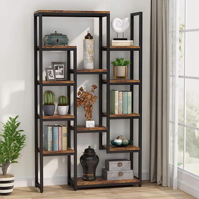 Tribesigns 6-Tier Bookshelf 70.9 inch Tall Bookcase, Vintage Industrial 12-Shelf Display Shelves Book Storage Organizer for Living Room, Home Office
