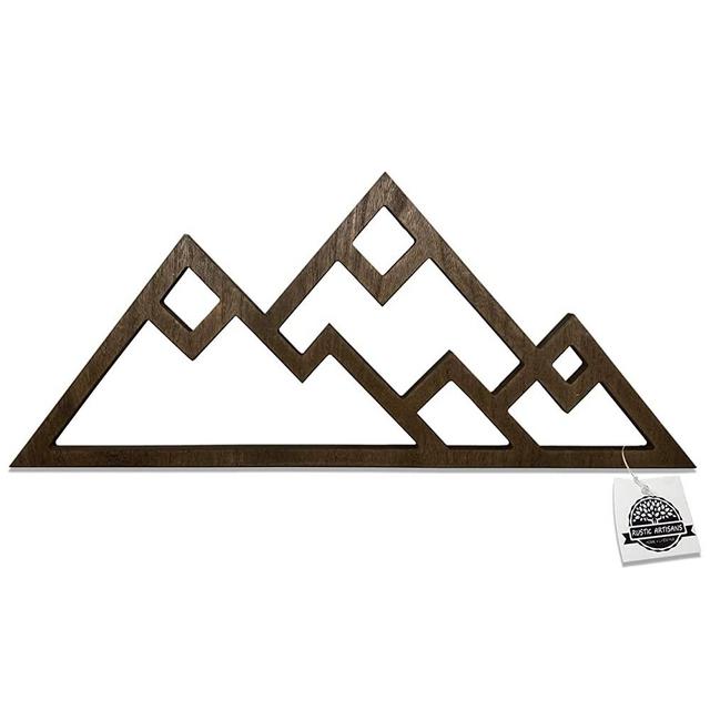 Mountain Wall Decor for Home or Office - Rustic Home Decor in Walnut Stain color that's Perfect for your Rustic Home, Farmhouse or Bedroom Wall - 22 X 9 inches