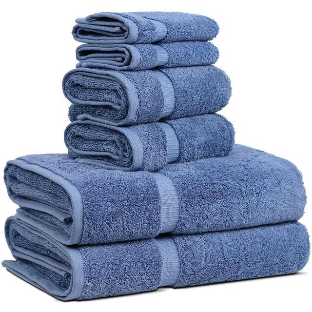 Chakir Turkish Linens 100% Cotton Premium Turkish Towels for Bathroom | 2 Bath Towels - 2 Hand Towels, 2 Washcloths (6-Piece Towel Set, Wedgewood)
