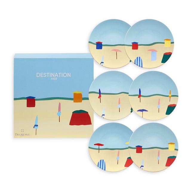 DEGRENNE Paris Destination Mer Round Plates, Set of 6
