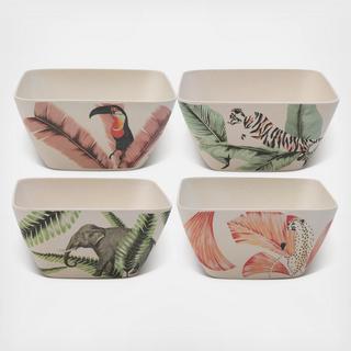 Safari Picnic Melamine Square Bowl, Set of 4