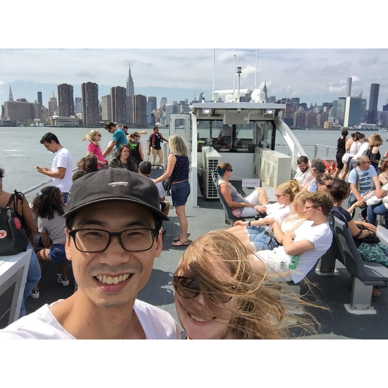 Michele with a sweet hair do on the ferry. Brooklyn, NY.