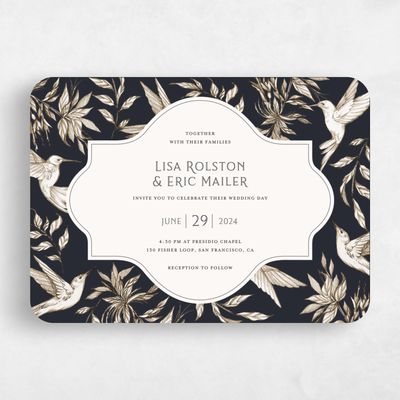 Black Rounded Wedding Invitation - Brenton Landscape