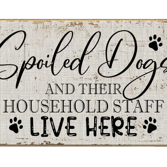 OFlich Spoiled Dogs Live Here Dog Paw Prints Retro Door Mat 17 x 30 Inch Non-Slip Entry Way Doormat Rug Outdoors Welcome Mat,Dog Lovers Home Front Door Porch Outdoor Indoor Decorations