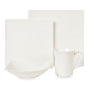 Nevaeh White by Fitz and Floyd - Nevaeh White® by Fitz and Floyd® Hard Square 4-Piece Place Setting
