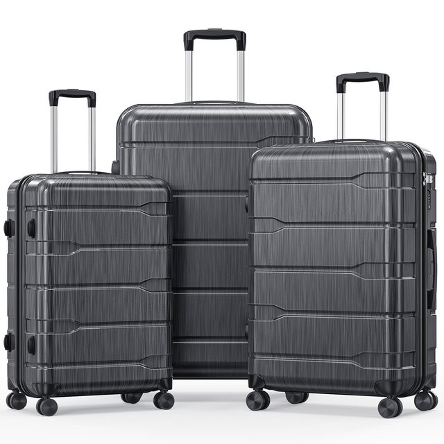 SUGIFT 3 Piece Hardside Spinner Luggage Set PC ABS Suitcases with TSA Lock Double Layer Zipper and Expandable Capacity 20 24 28 Inch