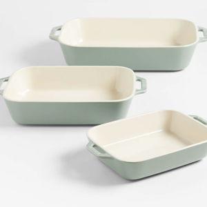 Staub Eucalyptus Rectangular Bakers, Set of 3 + Reviews | Crate & Barrel