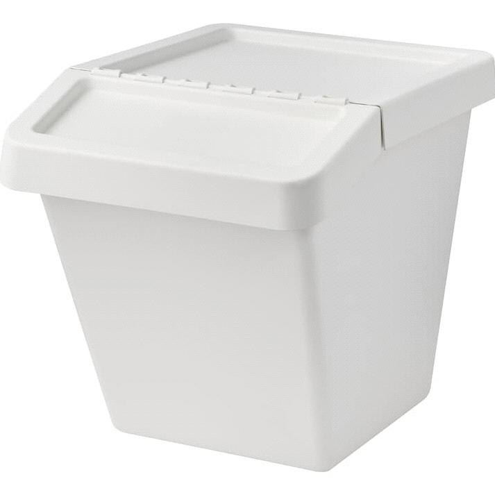 SORTERA Recycling bin with lid, white, 16 gallon