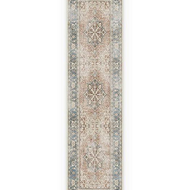 RUGGABLE Machine Washable Runner Rug - Founder's Farmhouse Collection - Distressed - 2-Piece Patented Rug System - Kamran Coral 2.5'x10'