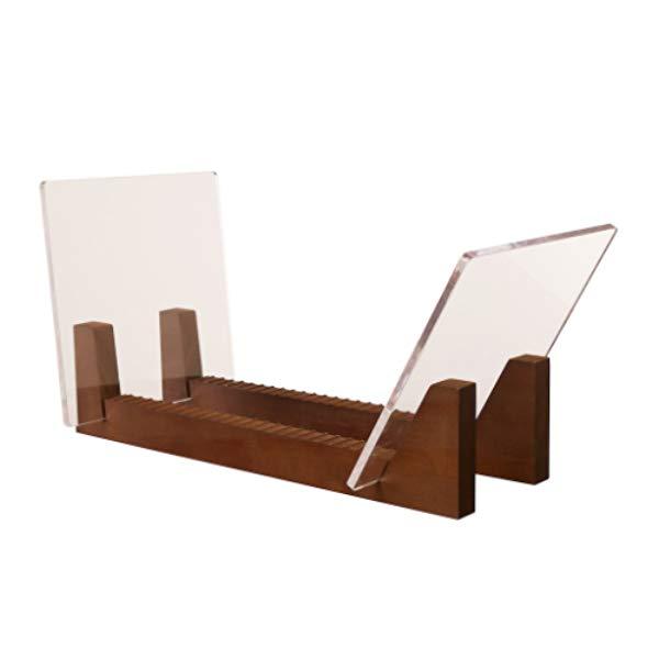 KAIU Vinyl Record Storage Holder - Stacks up to 50 Albums, 7 or 12 inch - Solid Wood Stand with Clear Acrylic Ends -
