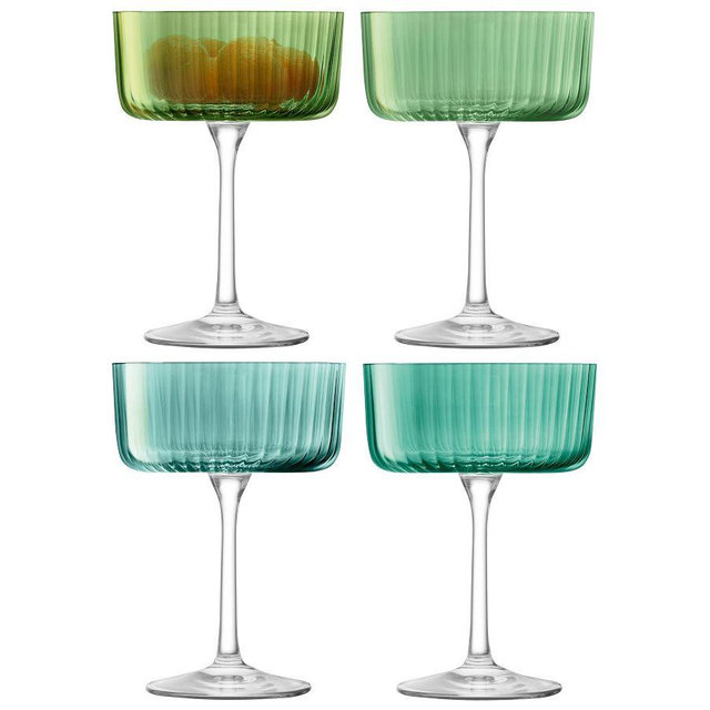 Gems Champagne Coupe Glasses, Set of 4 - Assorted Jade