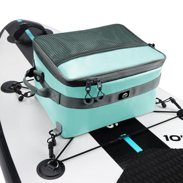 YVLEEN Waterproof Paddle Board Cooler, SUP Cooler Durable PVC Material Paddle Board Deck Bag with Mesh Top Pocket, Adjustable Straps, Super Capacity for Stand-Up Paddleboard and Kayak Accessories