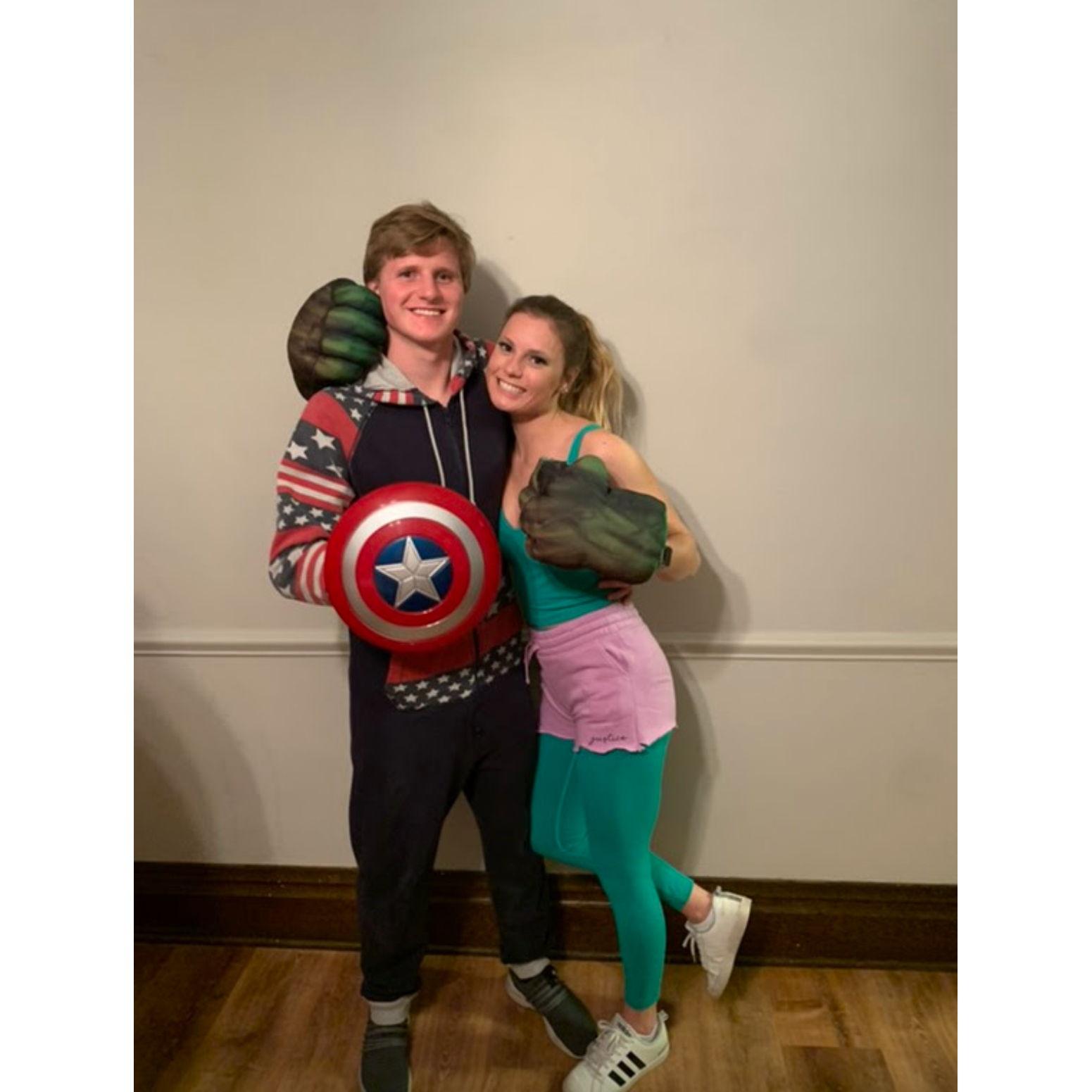 Halloween, 2021. The hulk and captain America