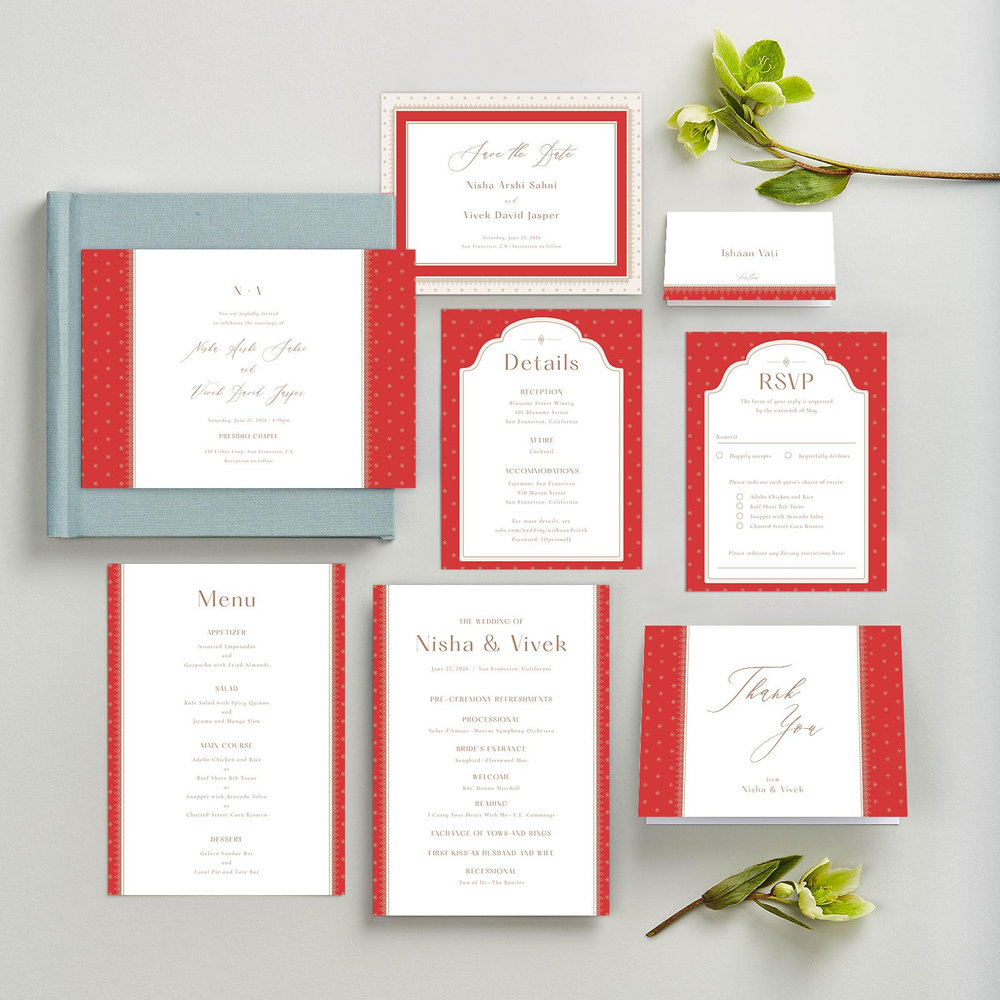 Pyaar Landscape | Red | Zola Wedding Invitations