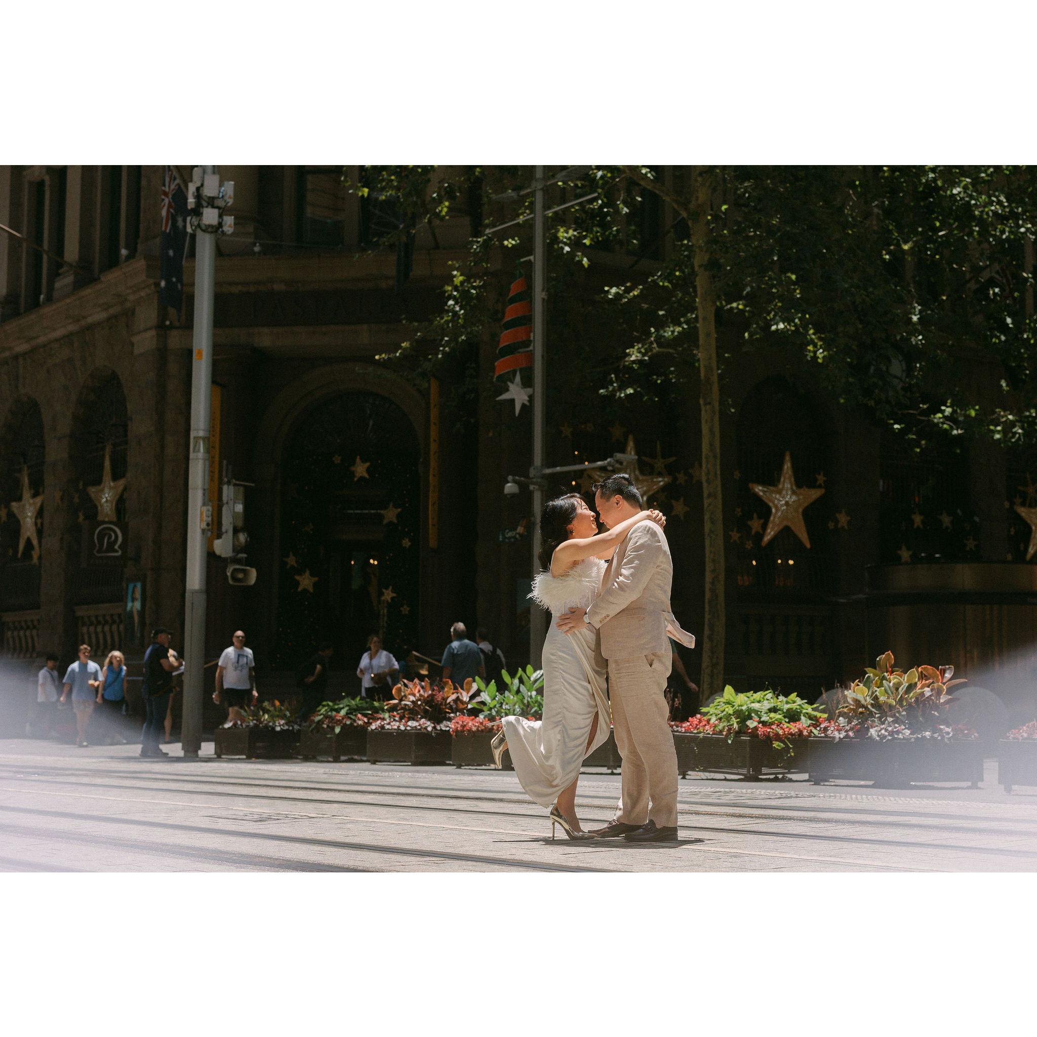 The photographer told us to dance to a busker playing a classic Chinese love song on a violin.