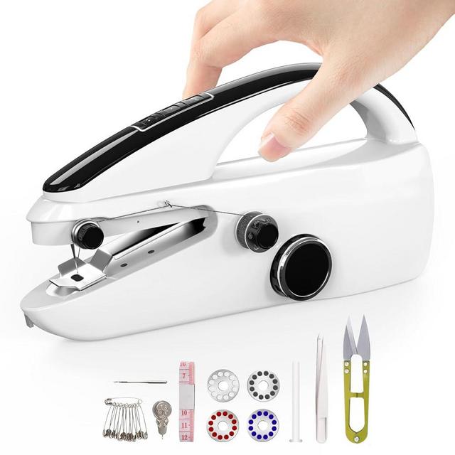 Handheld Sewing Machine,Two dear,Mini sewing machine,Easy to Use and Fast Stitch Suitable for Clothes,Fabrics, DIY Home Travel Electric Handheld Sewing Machine for Beginners(Greenish white)