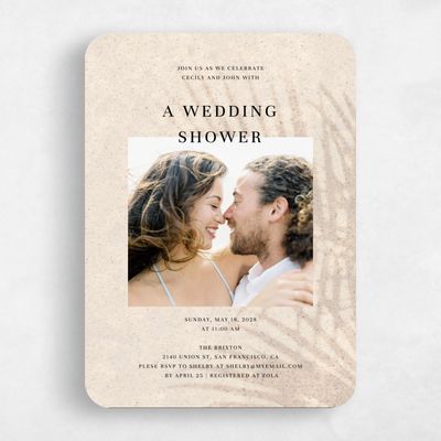 Beige Rounded Wedding Wedding Shower Invitation - Seabay Portrait