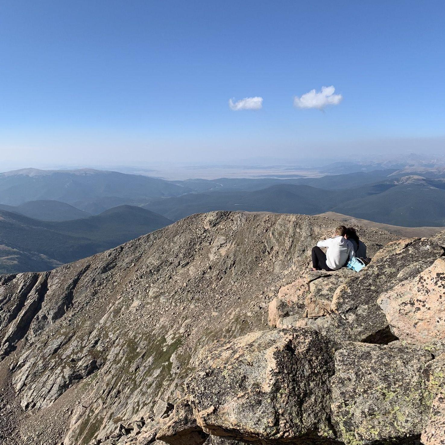 Celebrating our first 14er together–Mt. Bierstadt–with PB&Js