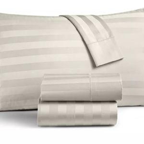 Charter Club 1.5" Stripe 550 1 of 2 (Queen) - White, Ivory, Pebble