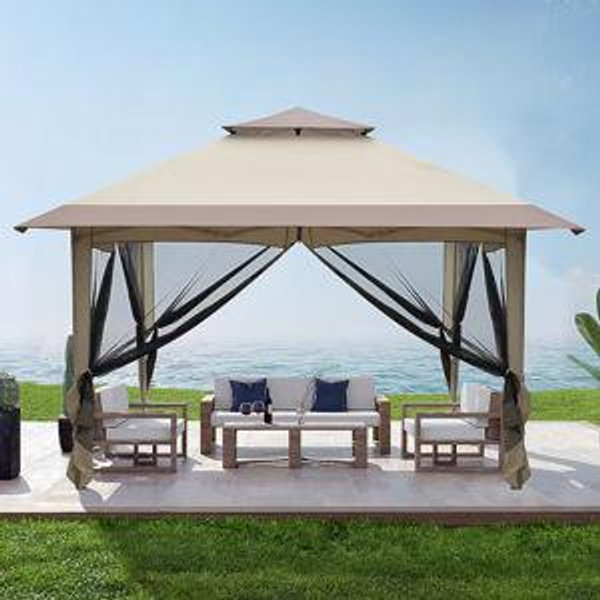 Winado 12-ft x 12-ft Square Khaki Pop-up canopy
