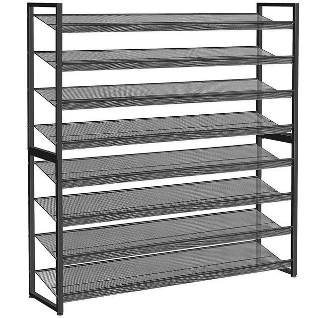 Nunsino 8 Tier Shoe Rack Organizer,Max Holds 50 Pairs,Metal Shoe Storage Shelf,4-Tier Stackable Shoes Organizer for Garage, Entryway, Black