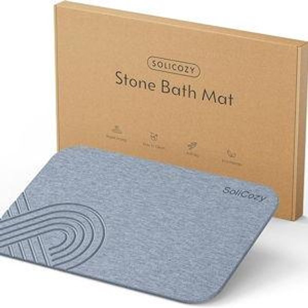 Stone Bath Mat – Diatomaceous Earth Quick Drying Non-Slip Shower Mat – Super Absorbent Water Absorbing Bath Stone Mat for Bathroom, Kitchen, and Shower (Grey, 24x16, Large)