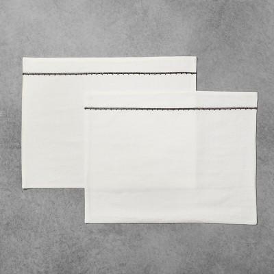 2pk Placemat White with Black Embroidery - Hearth & Hand™ with Magnolia